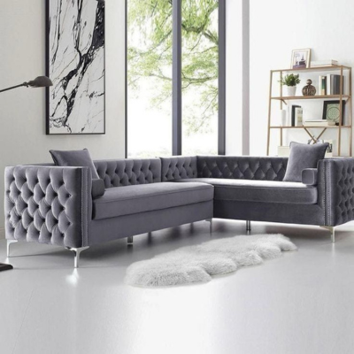 Fully Buttoned Half Room Corner Couch